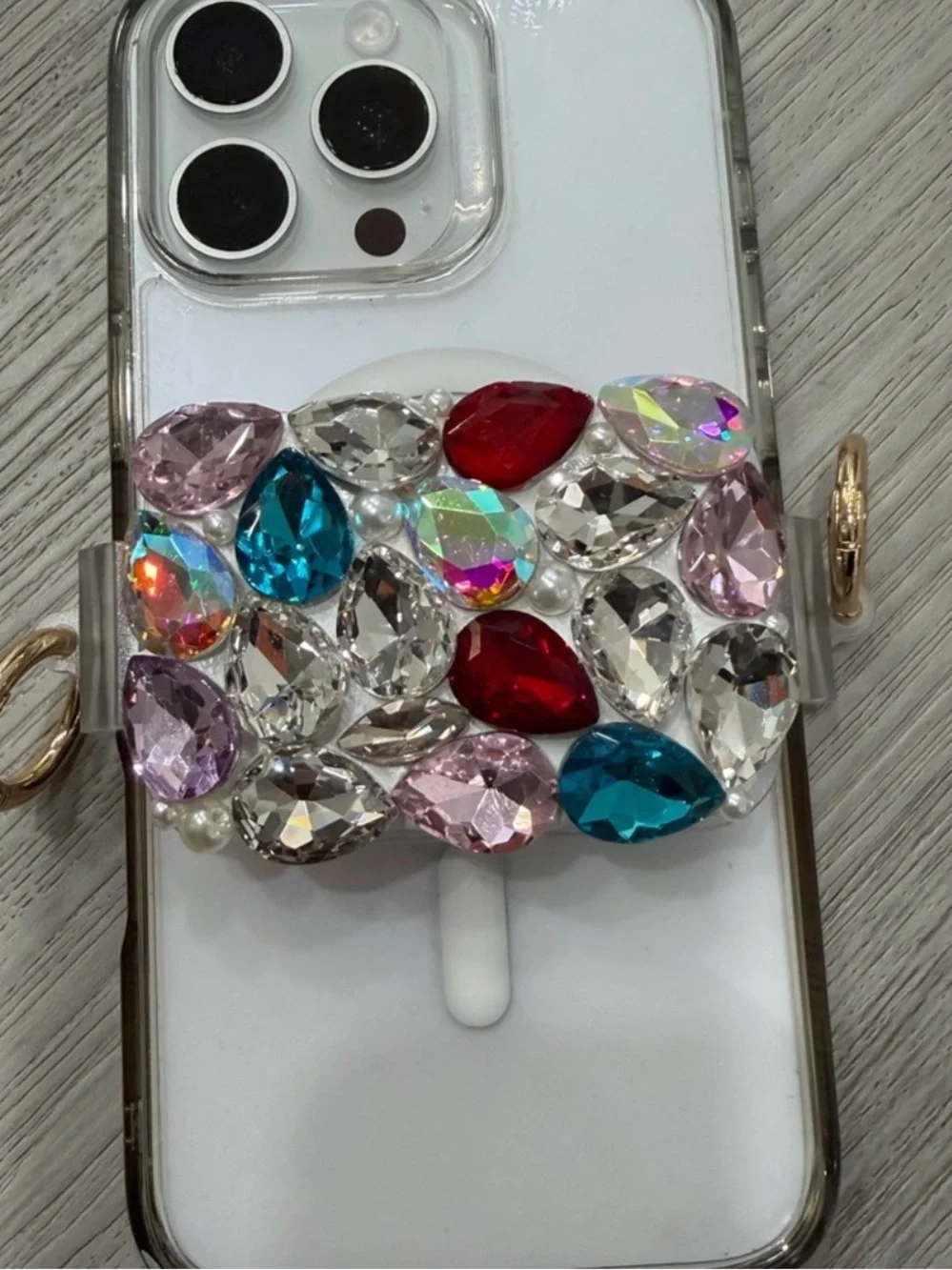 Multicolor Gem Phone Grip with Teardrop Rhinestones